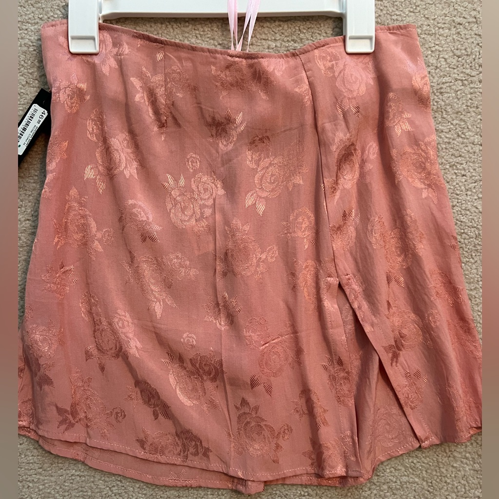 Pink Floral Medium Satin Skirt